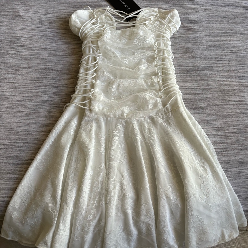 Outcast Queenie Strapless Mini Dress White